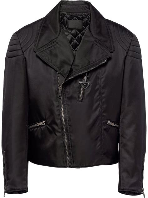 prada women black biker jacket|prada nylon jacket women's.